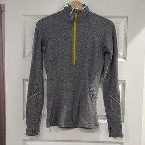 Lululemon Gray Quarter-Zip Pullover with Yellow Accent